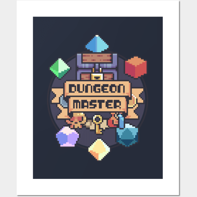 Dungeon Master DM Pixel Art Badge Patch Roleplaying DnD RPG Dice Wall Art by RetroGeek